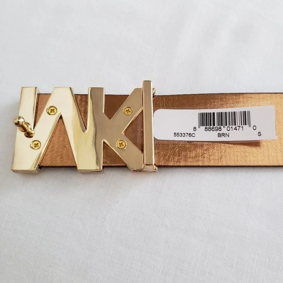 NWT Michael Kors Signature Brown Gold Belt- Small - Picture 7 of 7
